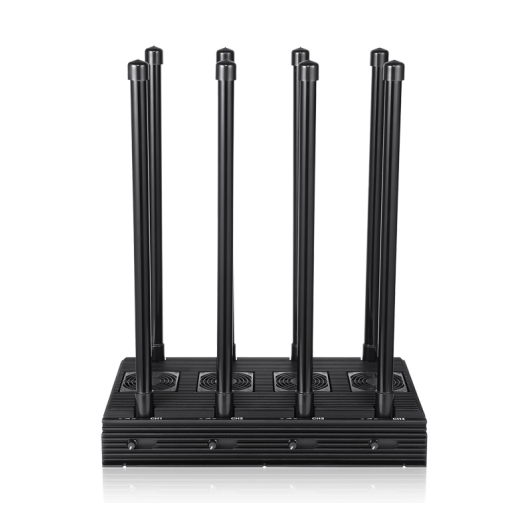 Powerful 8 Antennas 210W Desktop 5G Cell Phone Jammer All 2G 3G 4G 5G Bands Blocker Cover Range up to 150m 2