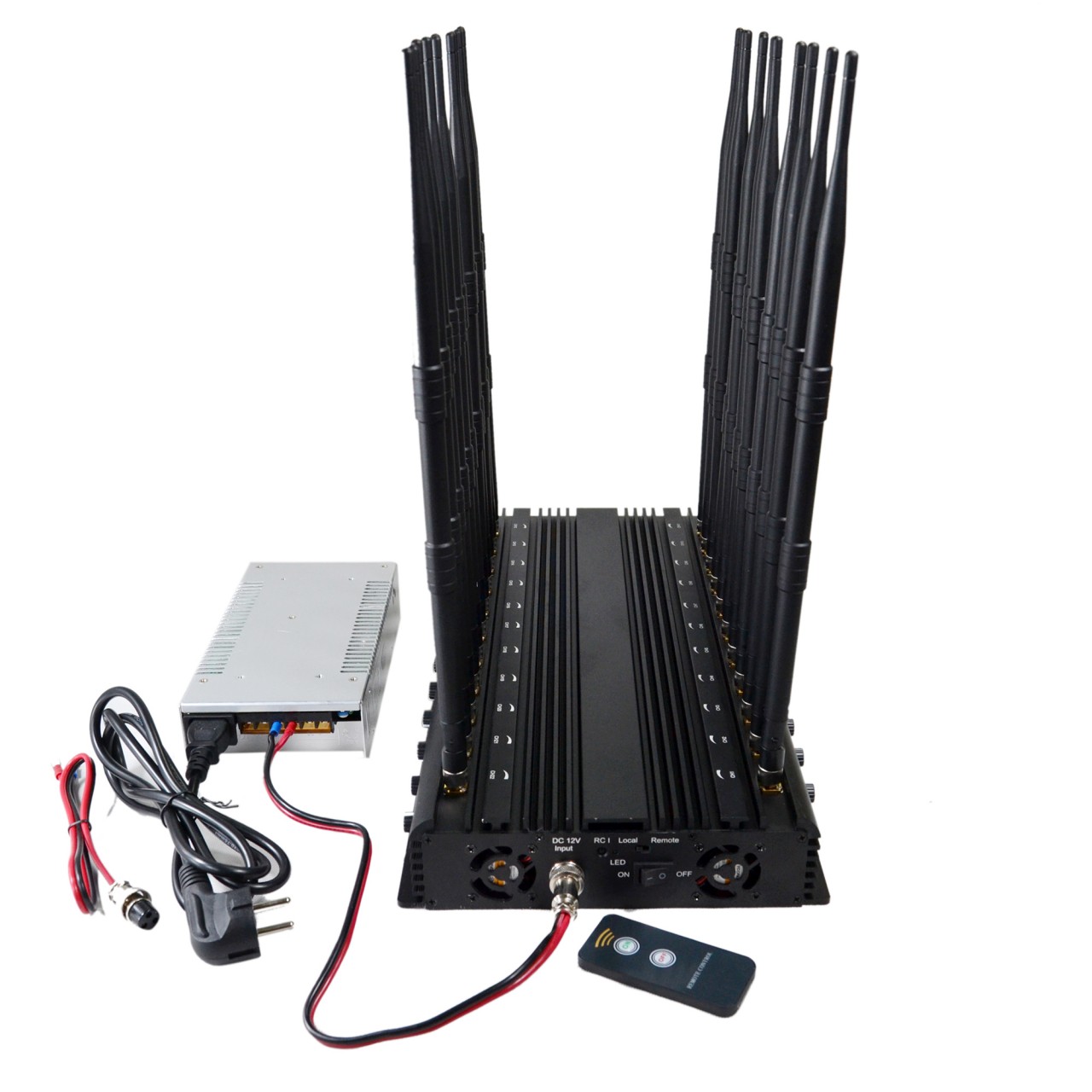 22 Antennas Full Bands Ajustable 5G Jammer Cell Phone WiFi GPS LOJACK Walkie-Talkie UHF VHF Remote Control Desktop Blocker 4