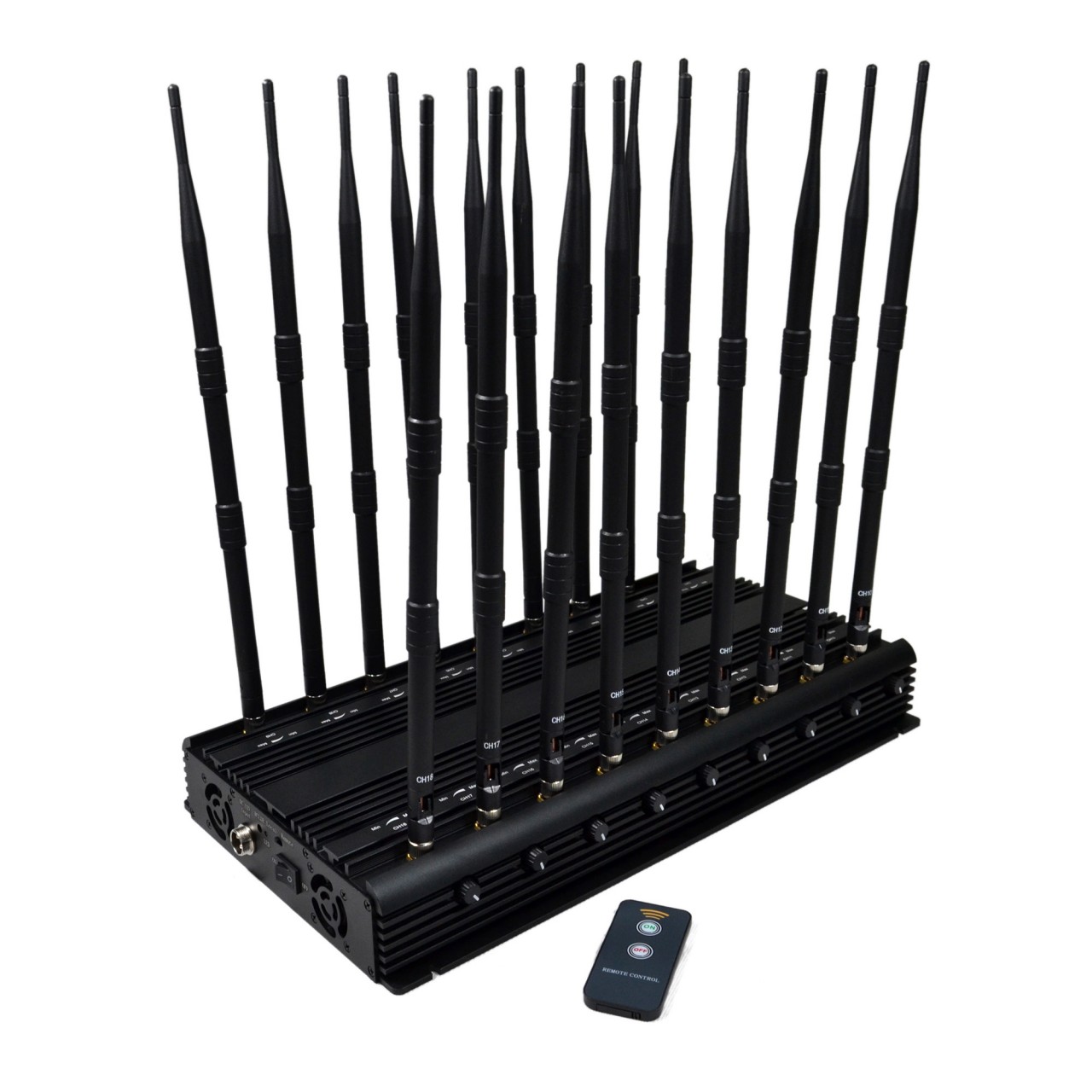 Adjustable All-in-one Desktop Cell Phone 2G/3G/4G Walkie Talkie Jammer GPS L1L2L3L4L5 Lojack 2.4G WiFi Blocker with Remote Control 5