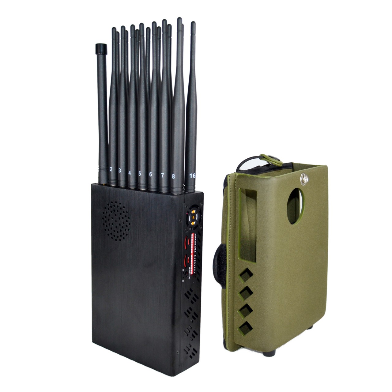 The latest handheld 16 Antenna mobile phone 2G 3G 4G 5G Jammer WiFi2.4G/5G GPSL1L2L5 UHF VHF LOJACK RC433 315 Blocker with protective cover  5