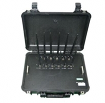 Portable High Power Cellphone Jammer for 2G/3G/4G/5G WIFI2.4G 5G LOJACK GPSL1-L5 Signals with Suitcase Build-in Battery and AC adapter